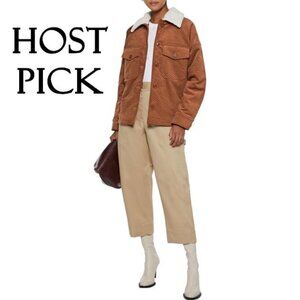 NWT Joie brown faux sherpa collar printed jacket, S